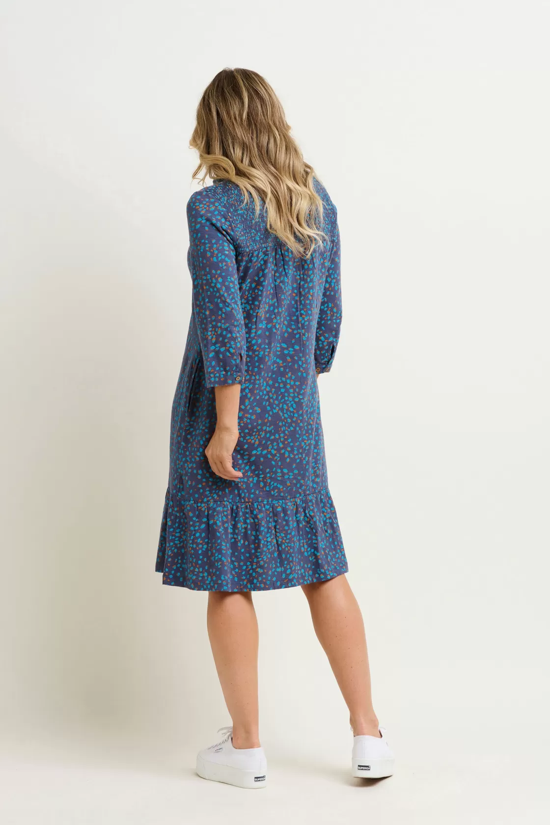 Dresses>Brakeburn Abstract Spot Shirt Dress Blue