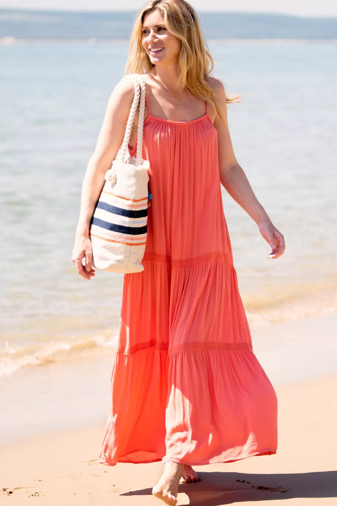 Dresses>Brakeburn Amara Maxi Dress Coral