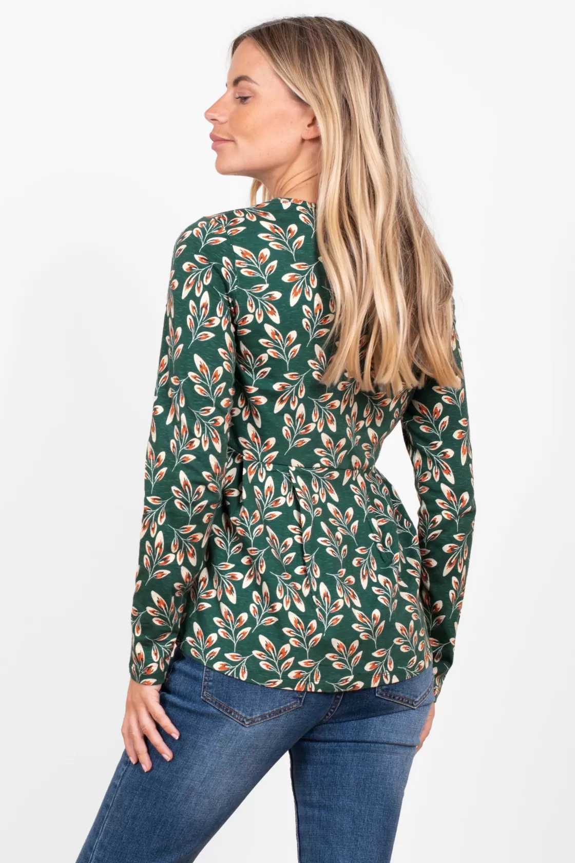 Tops, T-Shirts And Vests>Brakeburn Autumn Breeze Peplum Long Sleeve T-Shirt Green