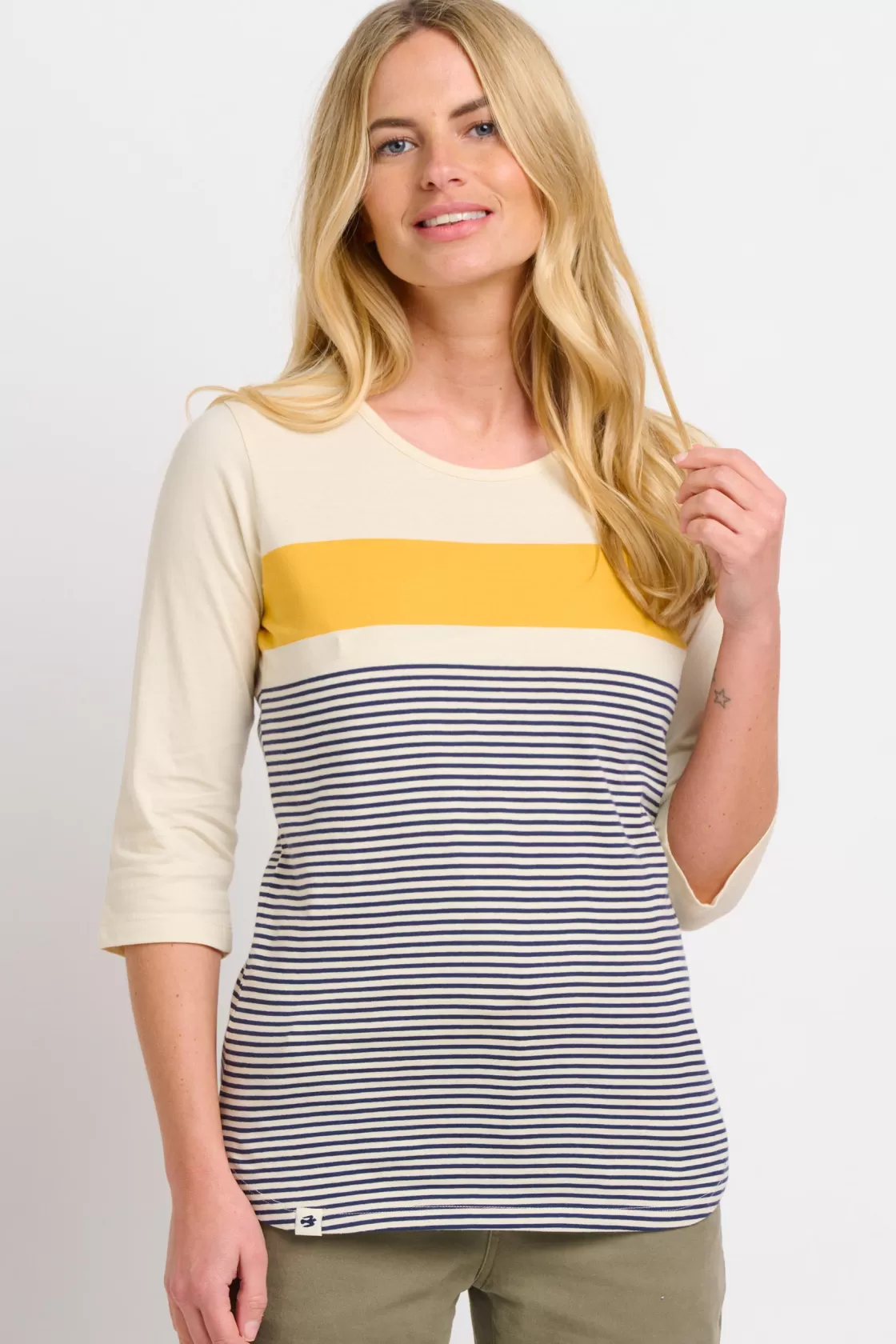 Tops, T-Shirts And Vests>Brakeburn Beach Stripe Tee Cream