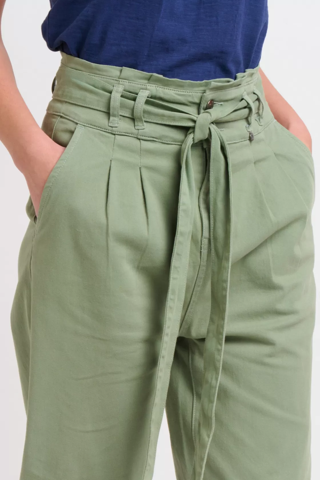 Trousers And Shorts>Brakeburn Belted Pleat Front Trousers Khaki