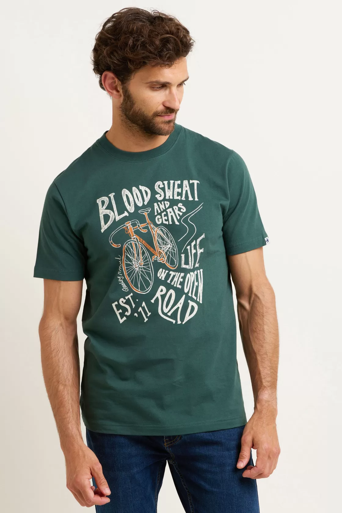 Tops And T-Shirts>Brakeburn Blood Sweat And Gears Tee Green