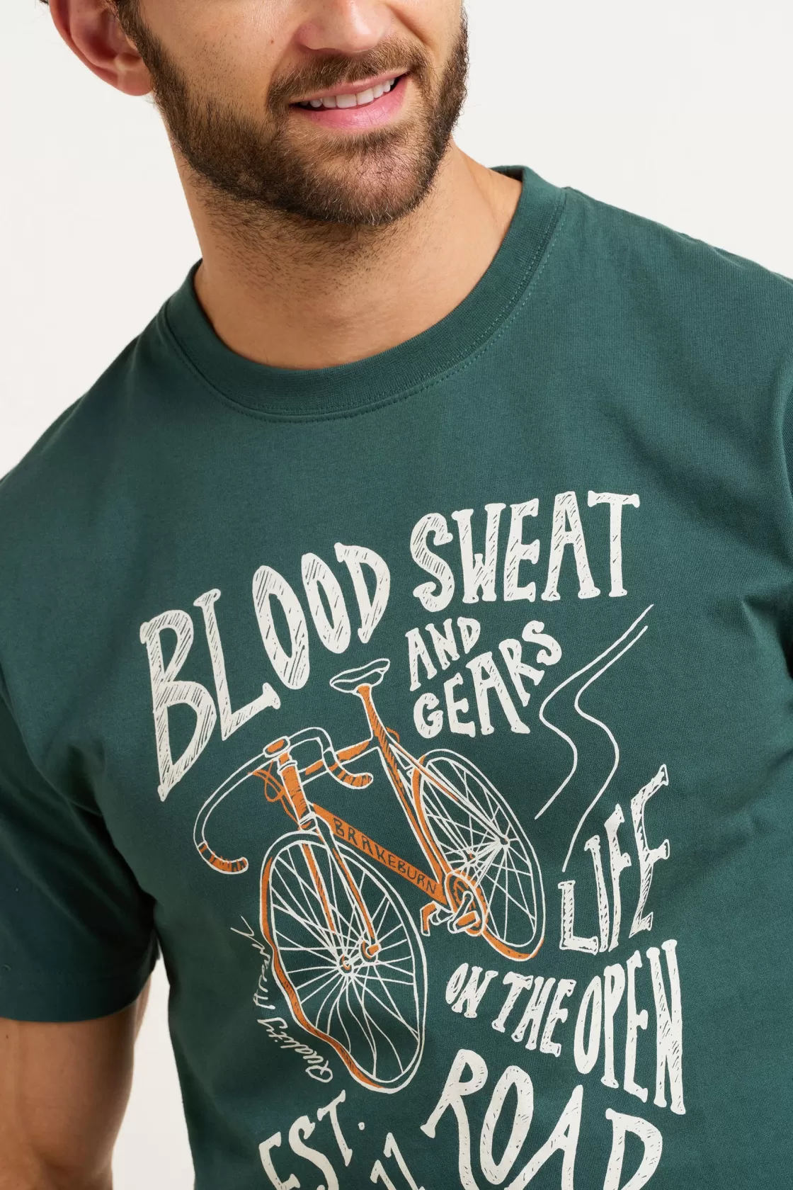 Tops And T-Shirts>Brakeburn Blood Sweat And Gears Tee Green