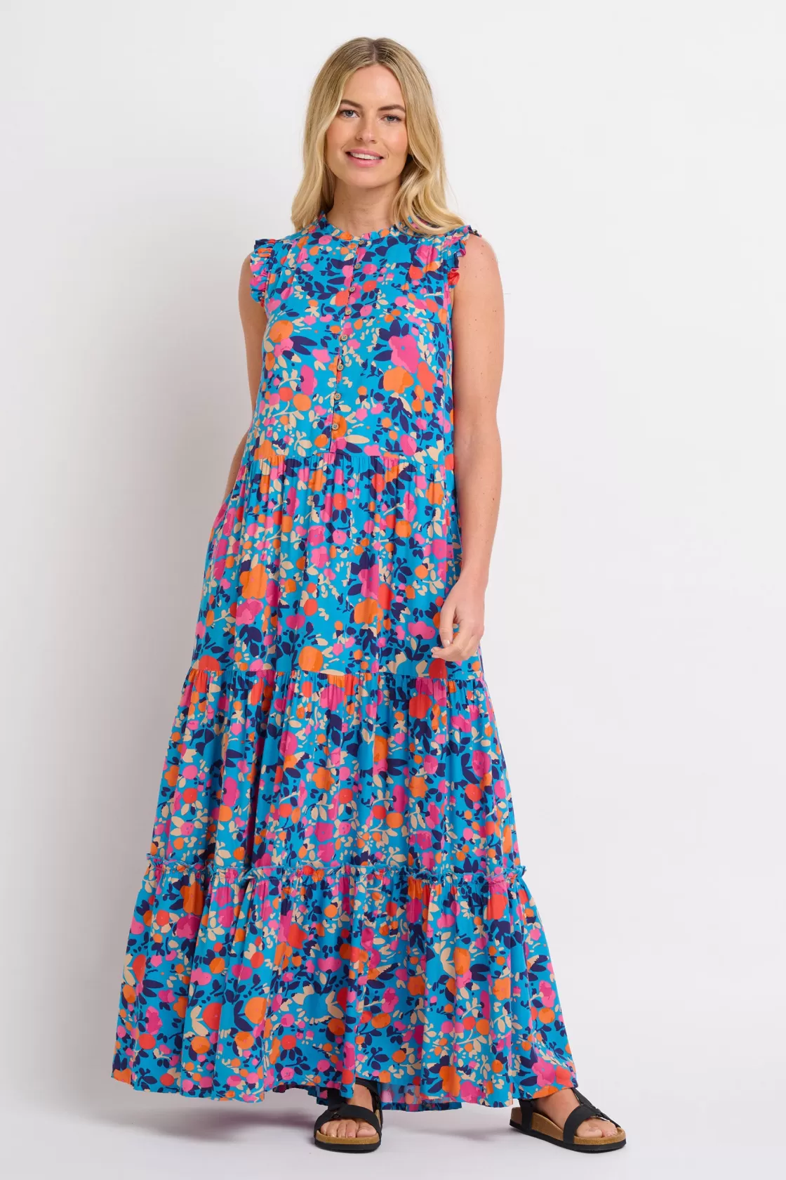 Dresses>Brakeburn Bloom Floral Maxi Dress Blue