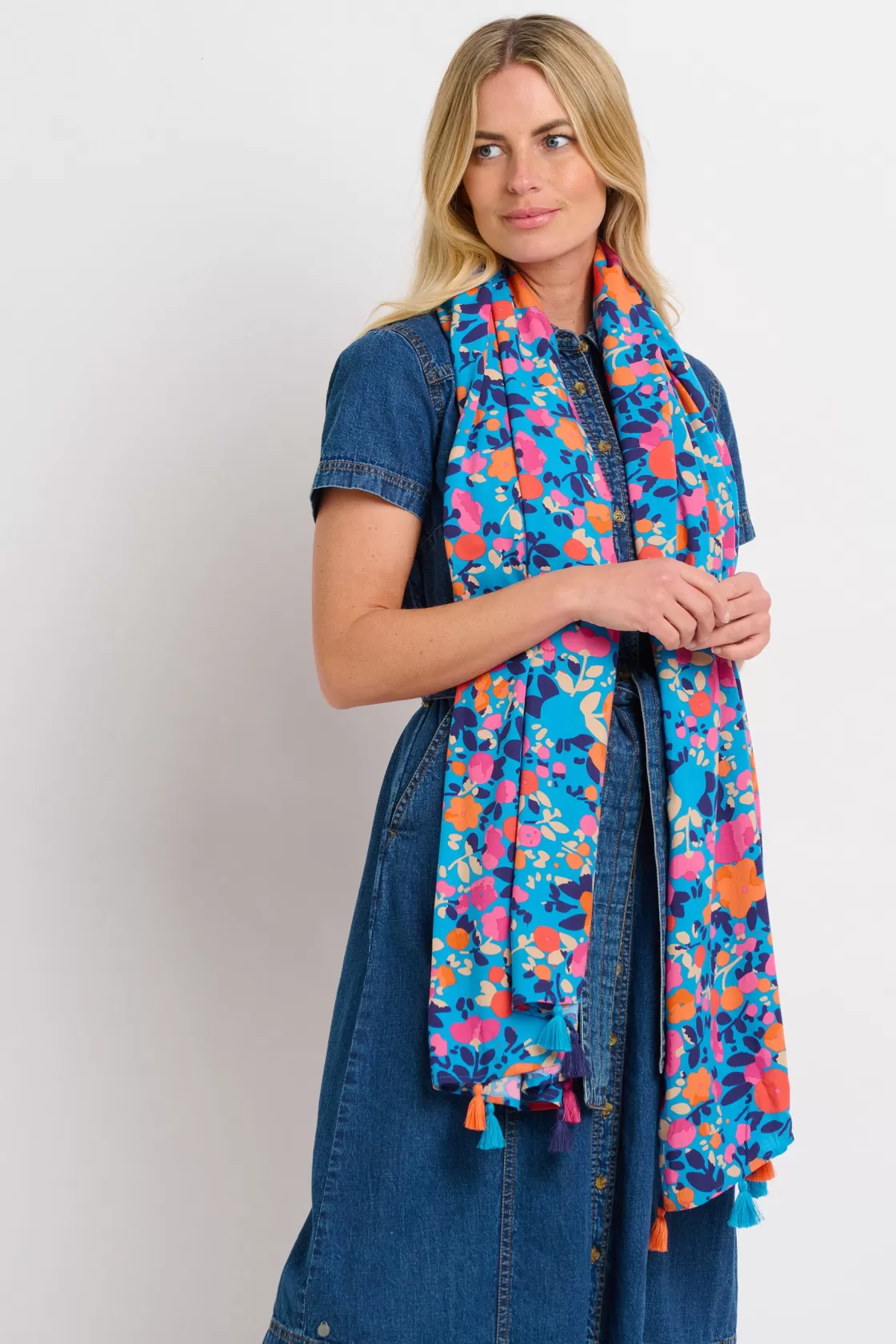 Scarves>Brakeburn Bloom Floral Scarf Blue