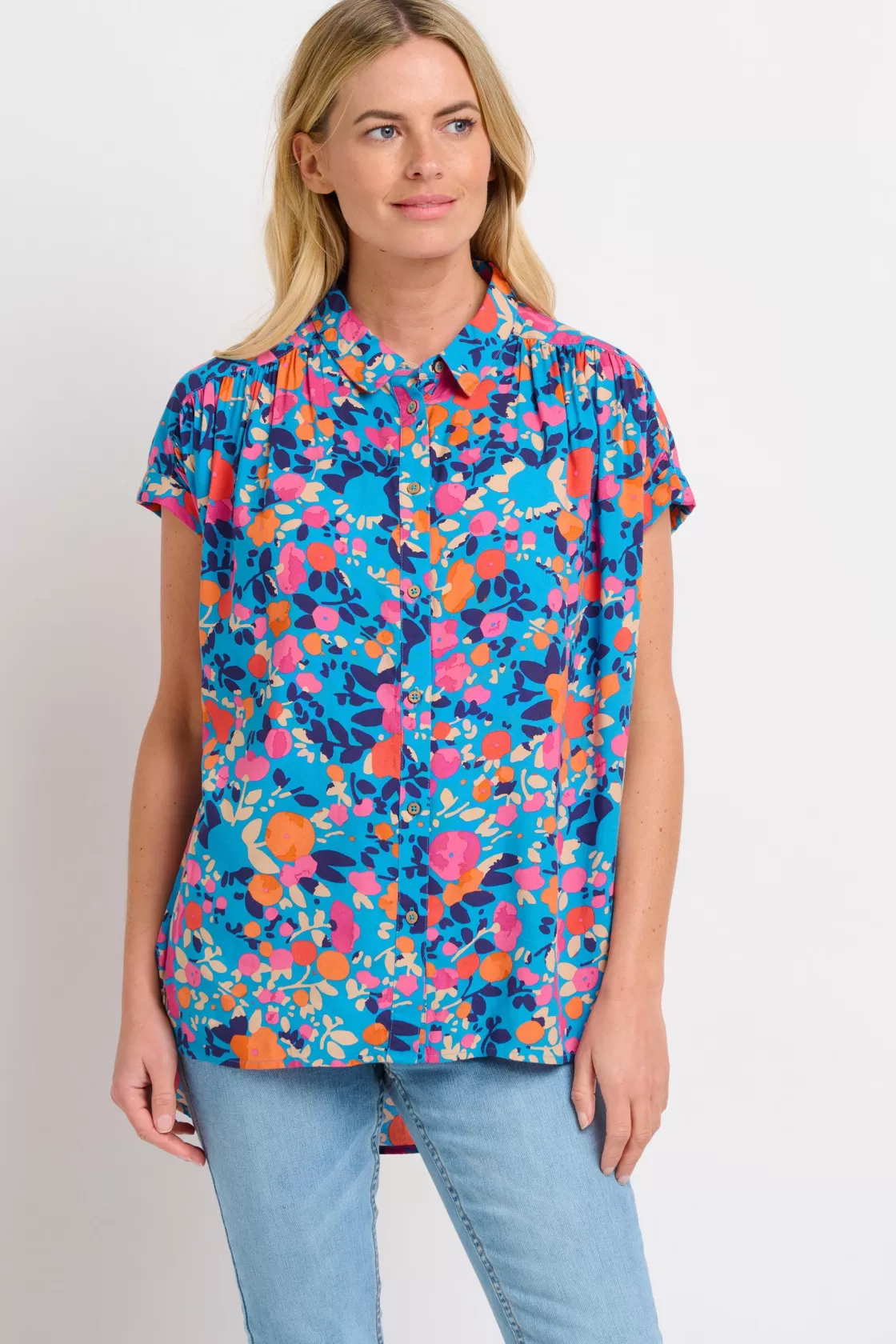 Shirts And Blouses>Brakeburn Bloom Floral Shirt Blue