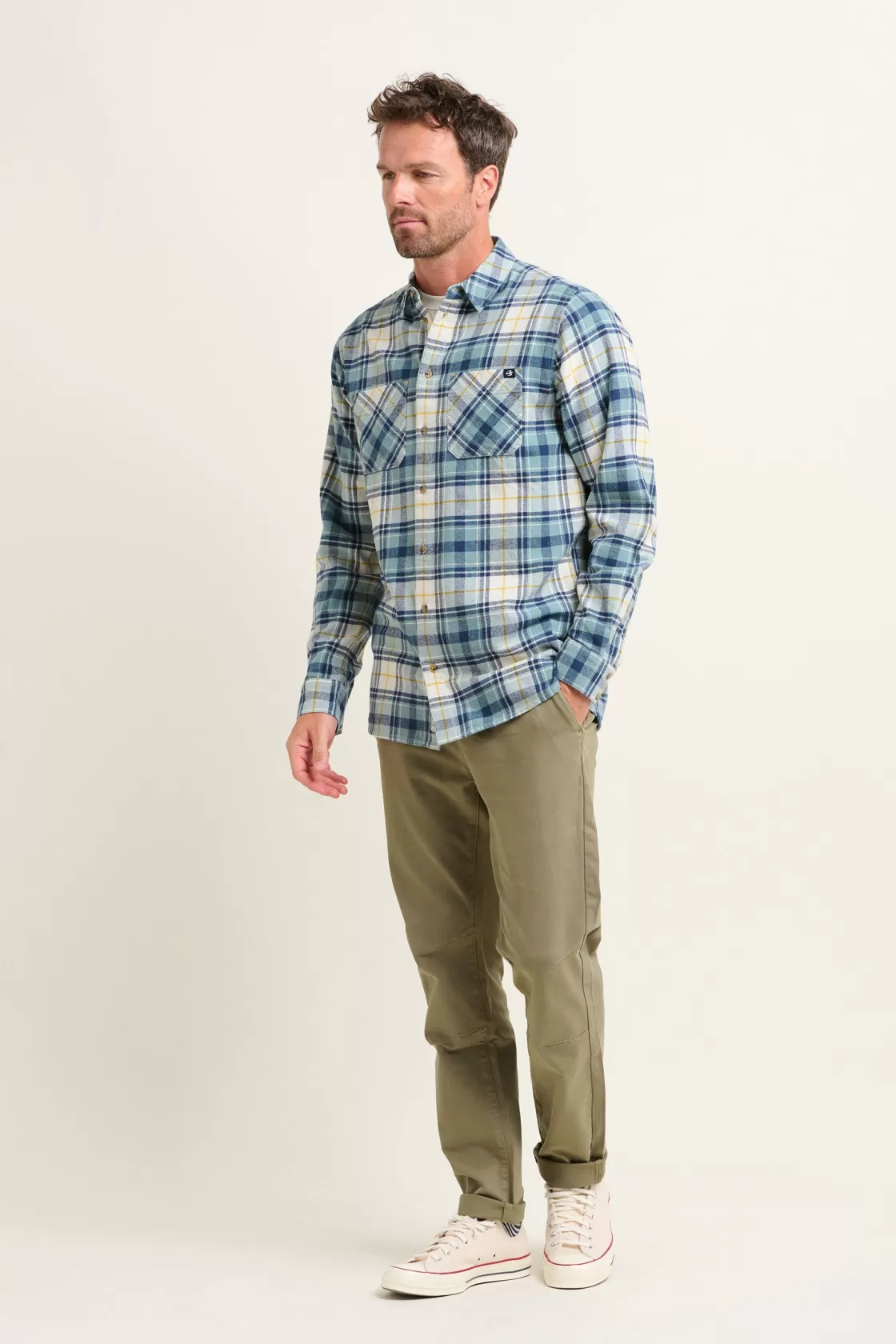 Shirts>Brakeburn Blue Check Shirt Cream