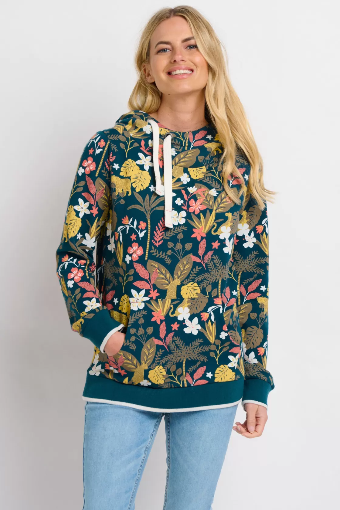 Sweatshirts And Hoodies>Brakeburn Botanical Jungle Elise Hoodie Green