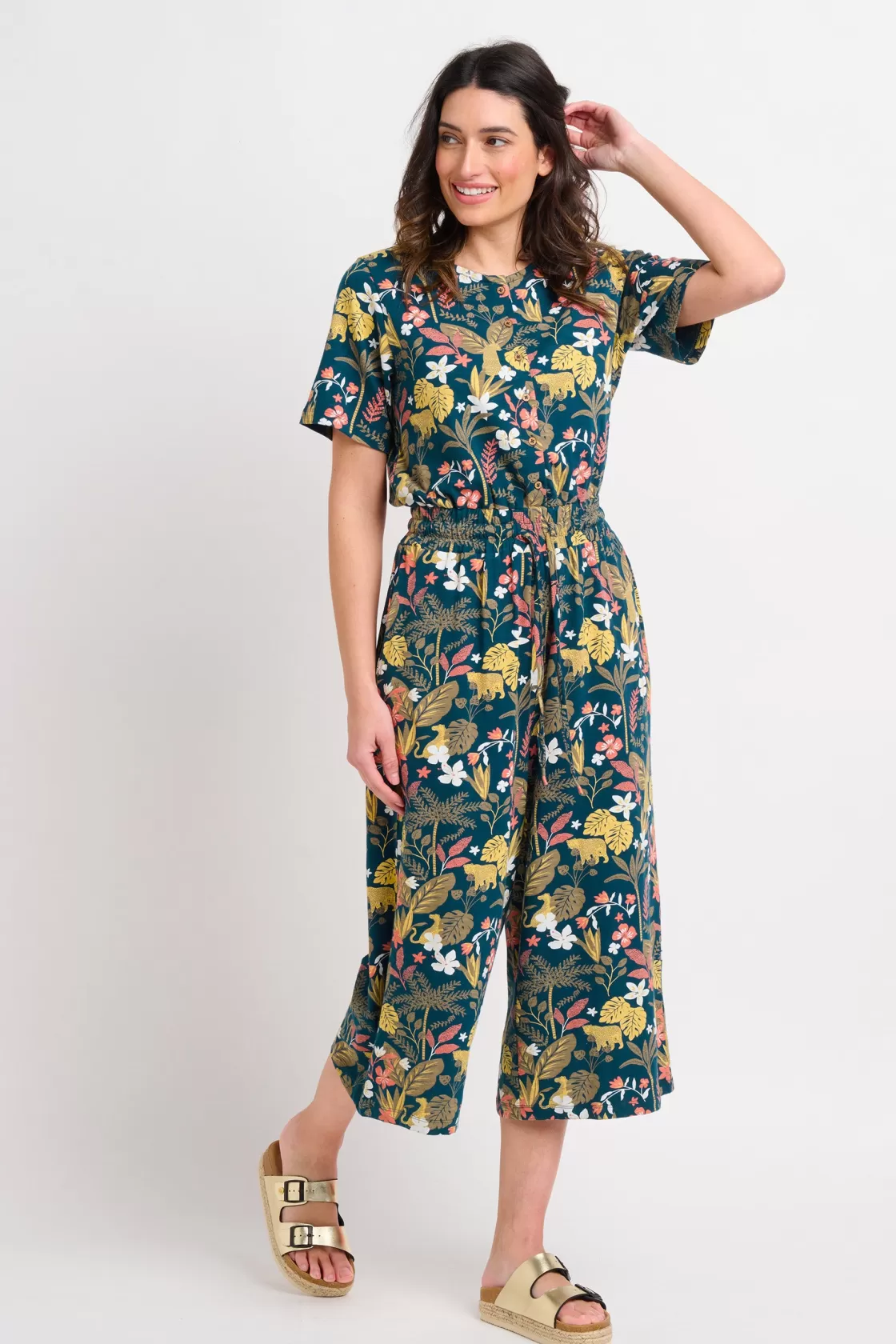 Trousers And Shorts>Brakeburn Botanical Jungle Jumpsuit Green