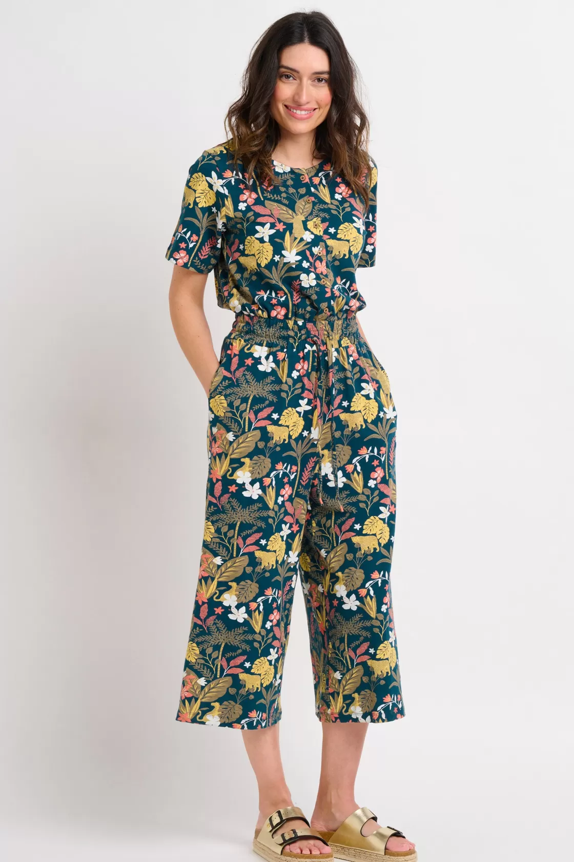 Trousers And Shorts>Brakeburn Botanical Jungle Jumpsuit Green