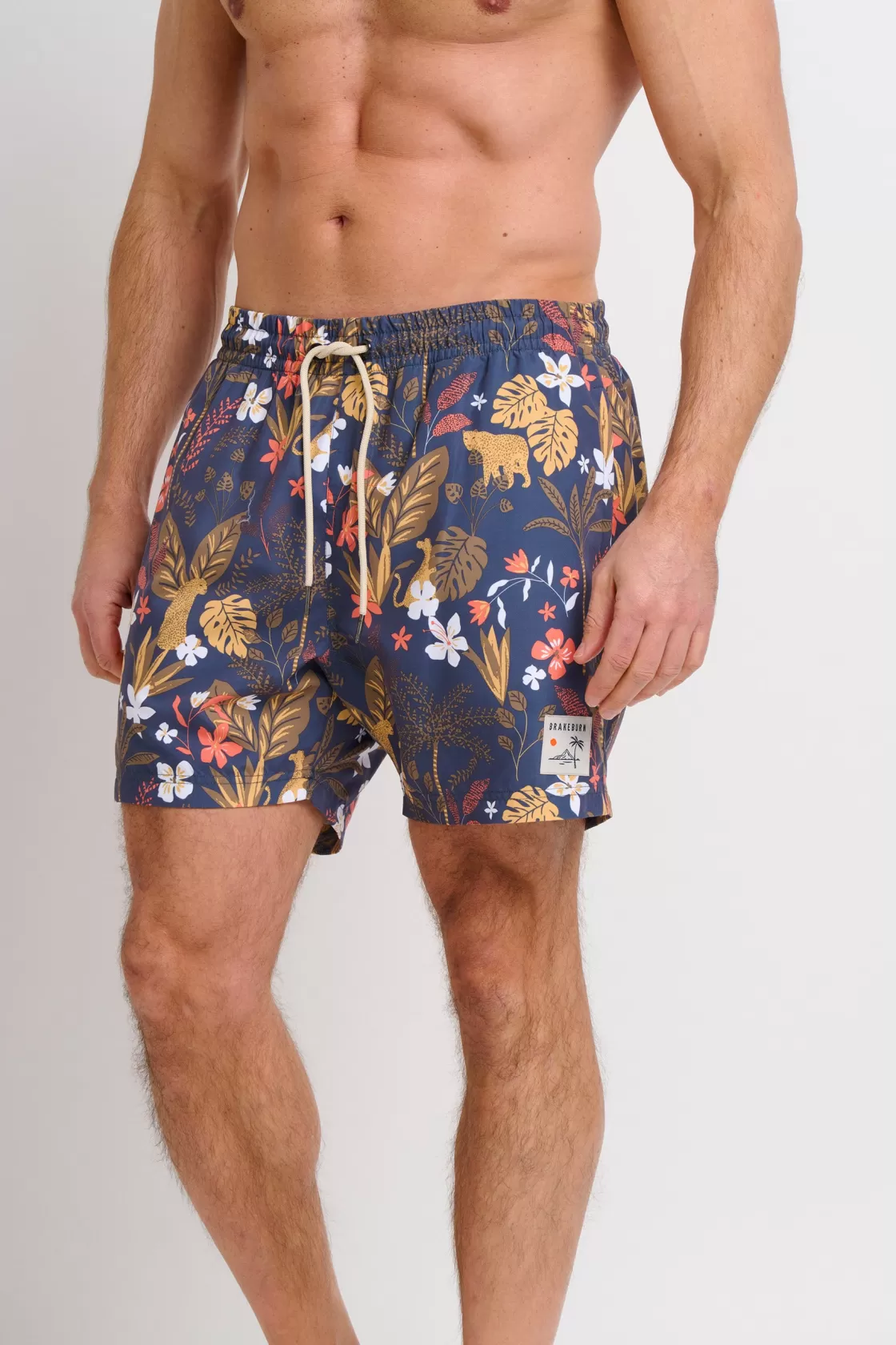 Trousers And Shorts>Brakeburn Botanical Jungle Swim Shorts Khaki