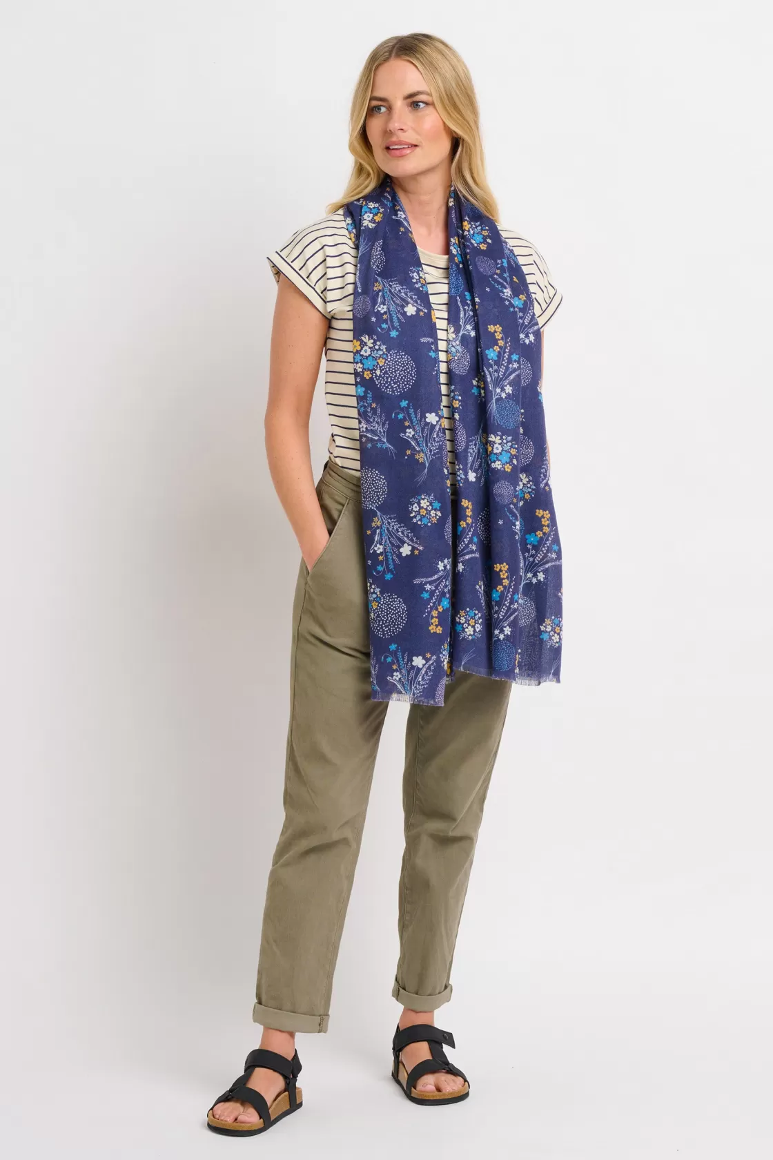 Scarves>Brakeburn Bursting Blooms Scarf Blue