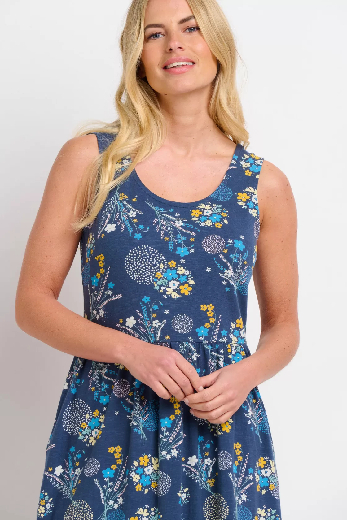 Dresses>Brakeburn Bursting Blooms Sleeveless Dress Blue