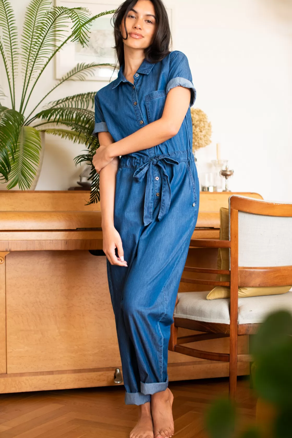 Denim>Brakeburn Charlie Jumpsuit Coral