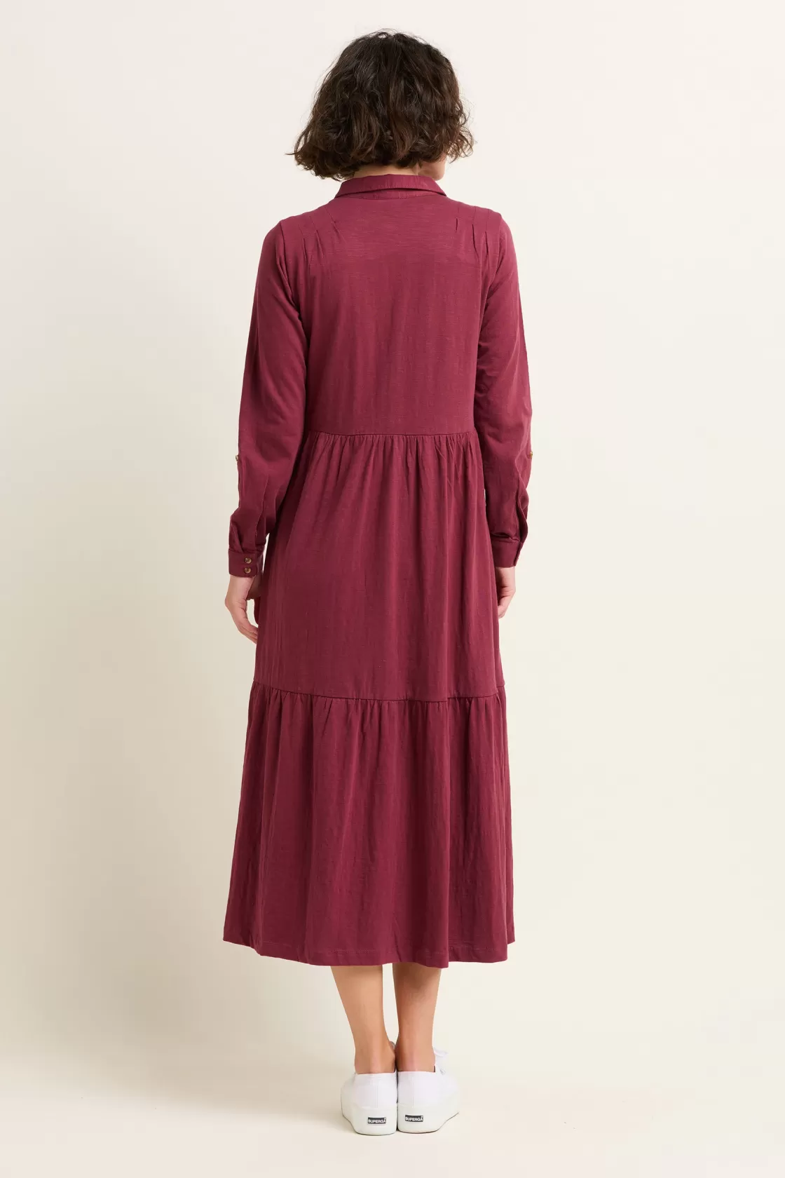 Dresses>Brakeburn Charlotte Midaxi Shirt Dress Burgundy