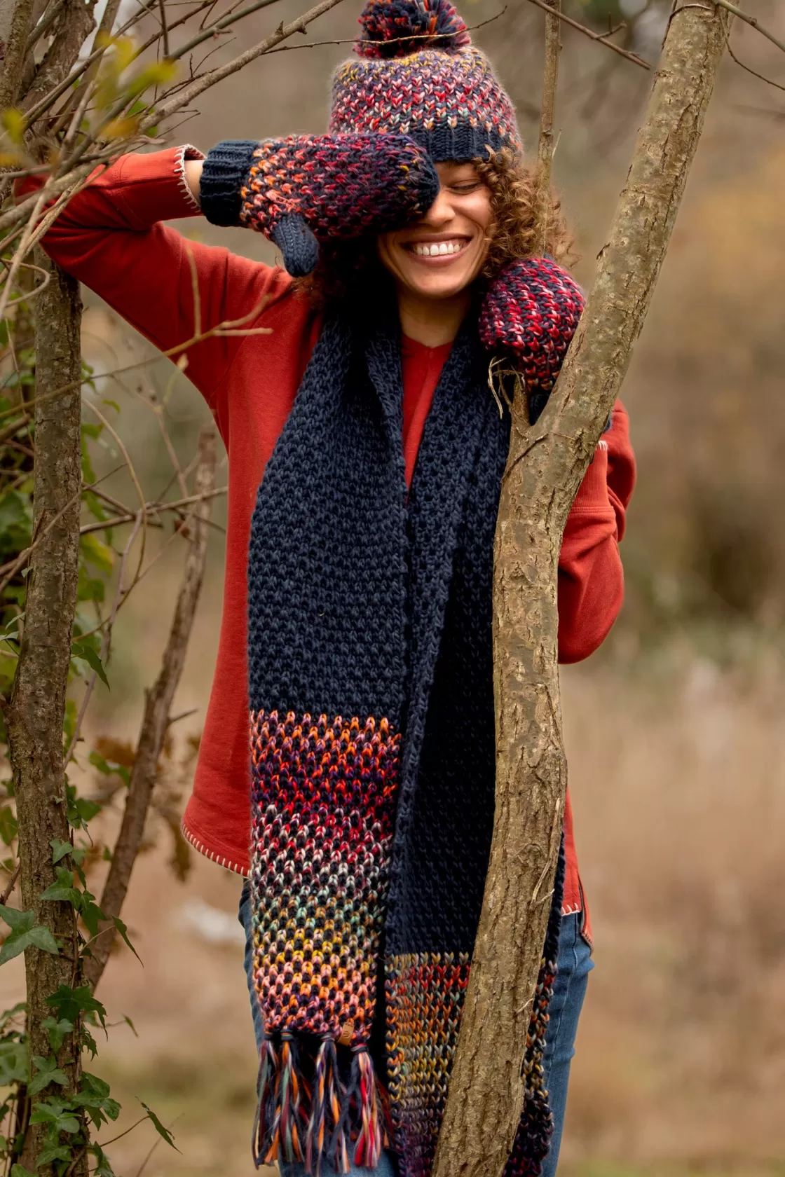 Hats And Gloves>Brakeburn Chunky Space Dye Mitten Multicoloured