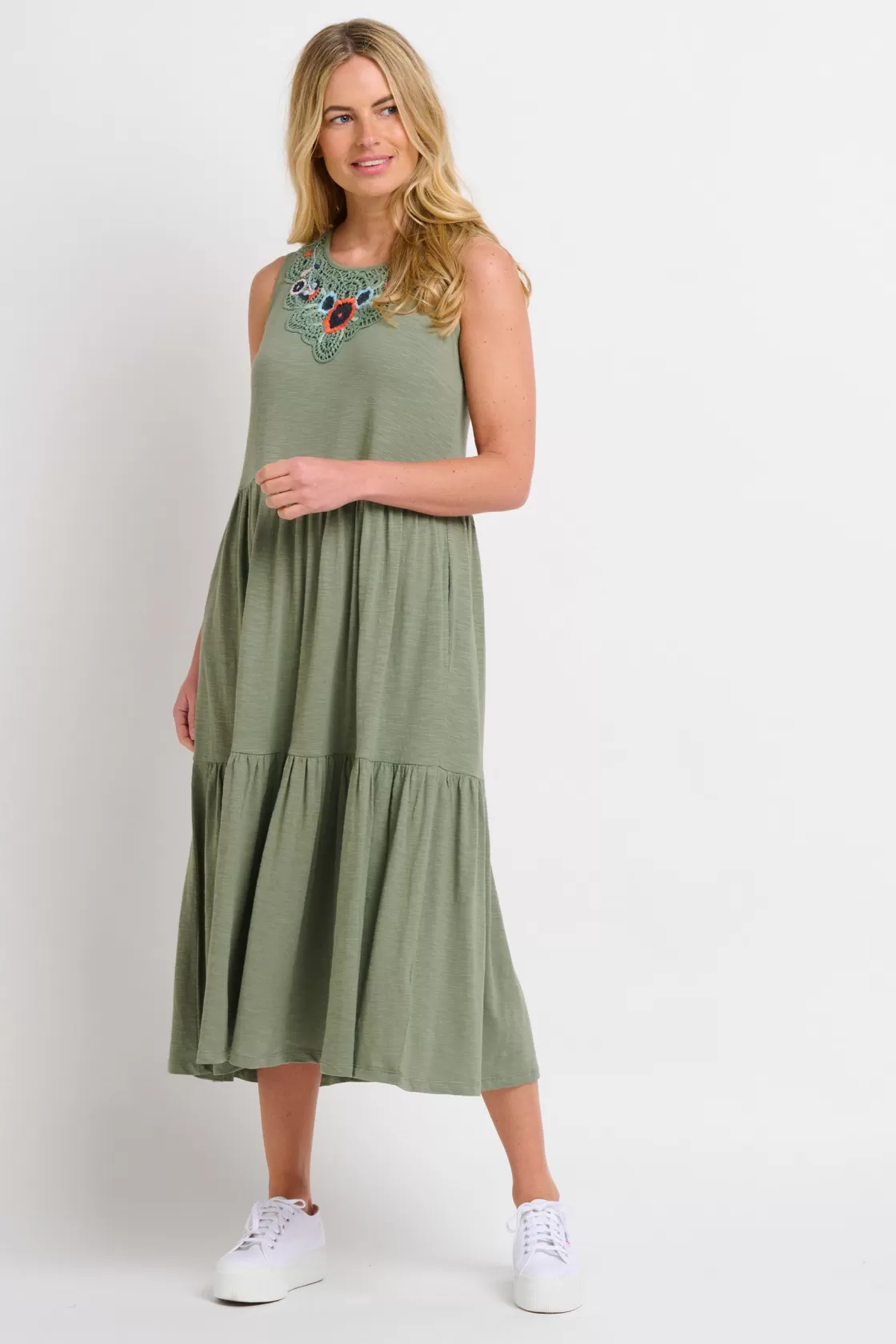 Dresses>Brakeburn Clem Midi Jersey Dress Khaki