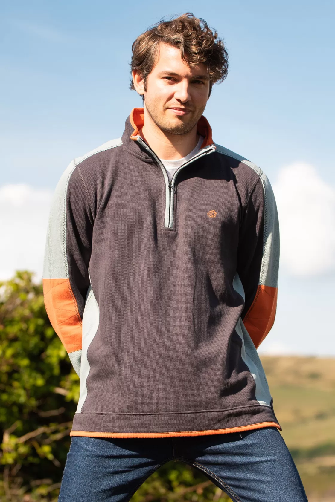 Sweatshirts And Hoodies>Brakeburn Colour Block 1/4 Zip Blue