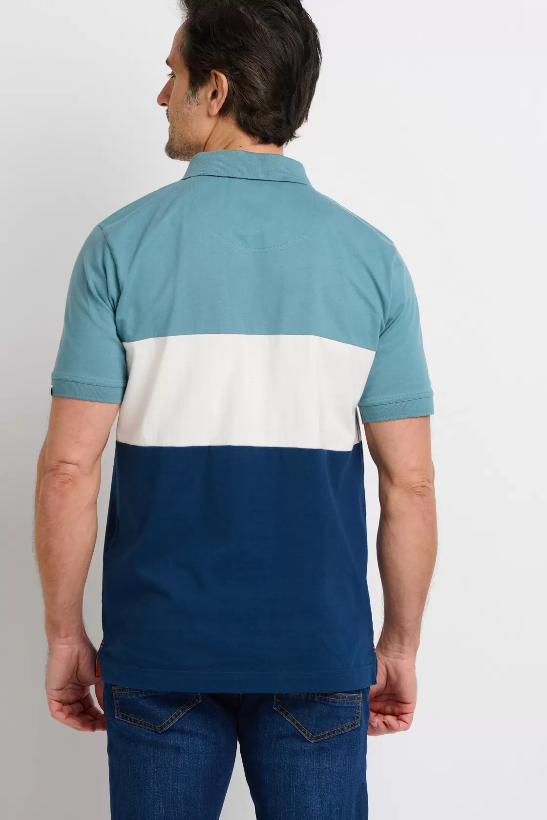 Tops And T-Shirts>Brakeburn Colour Block Polo Shirt Blue