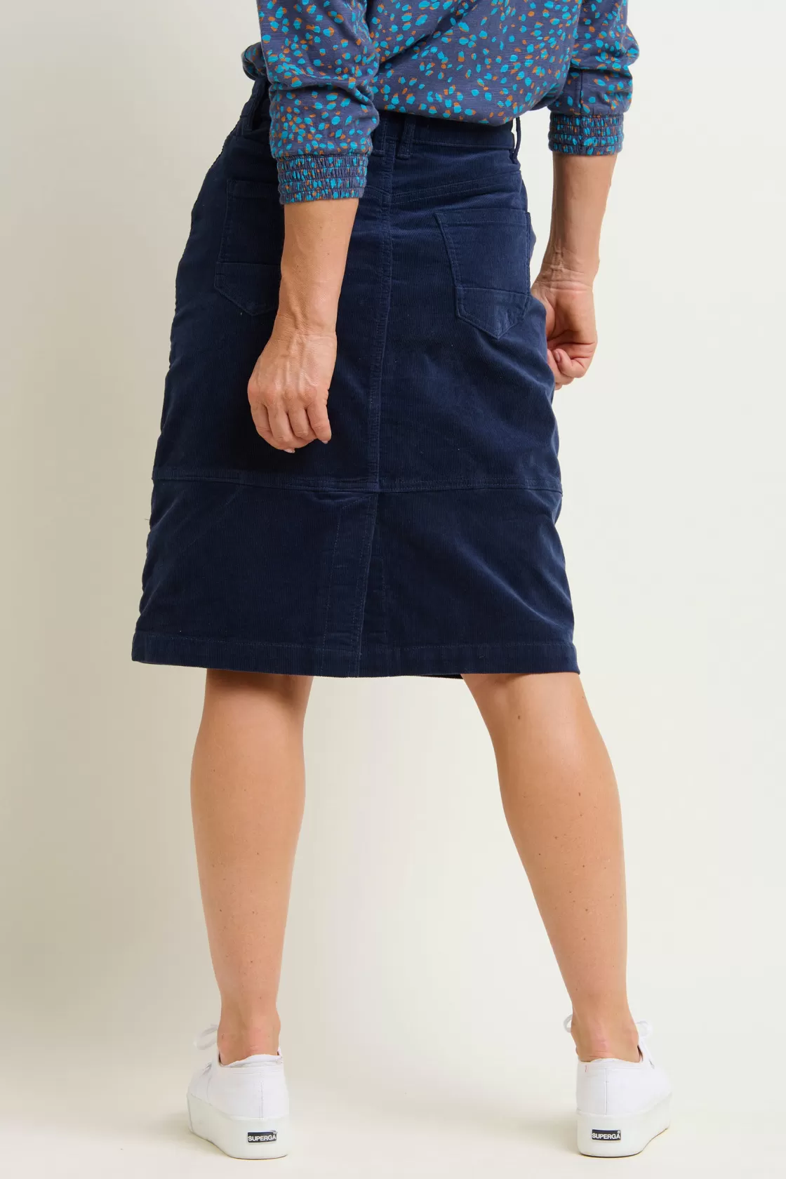 Skirts>Brakeburn Cord Midi Skirt Navy