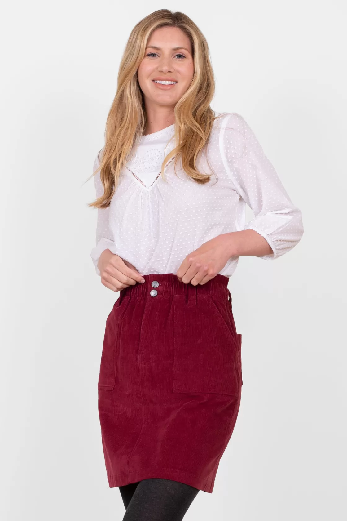 Skirts>Brakeburn Corduroy Skirt Burgundy