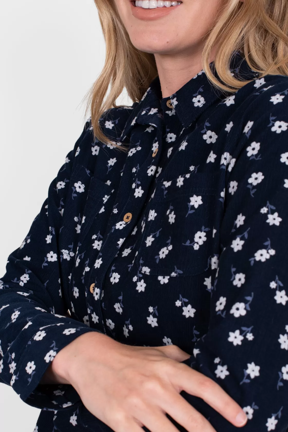 Shirts And Blouses>Brakeburn Daisy Cord Shirt Navy