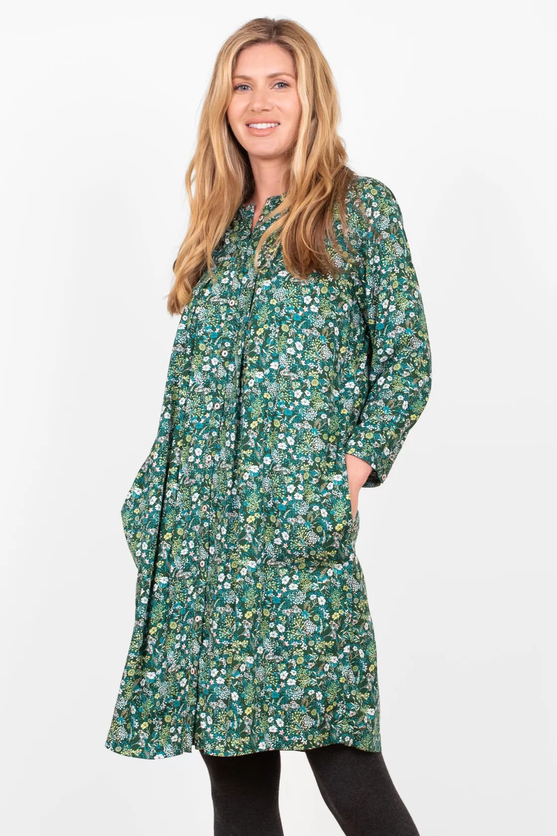 Dresses>Brakeburn Ditsy Shirt Dress Green