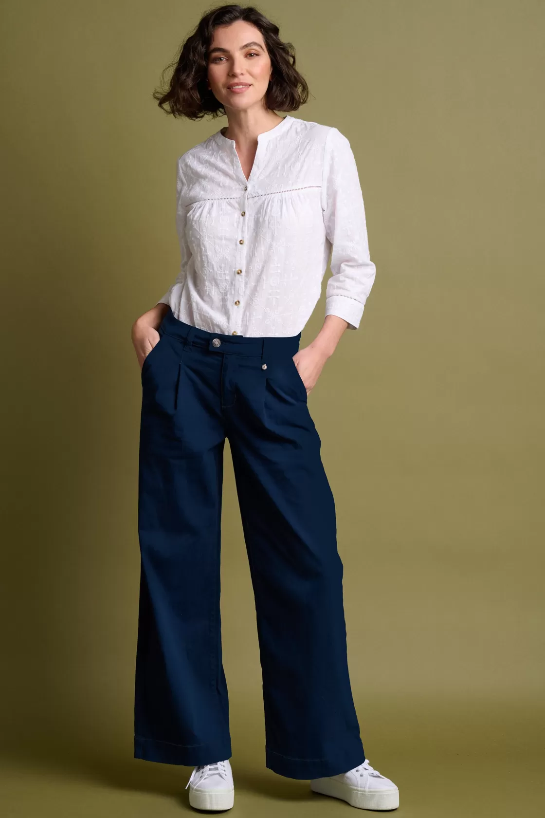 Trousers And Shorts>Brakeburn Double Pleat Front Trousers Navy