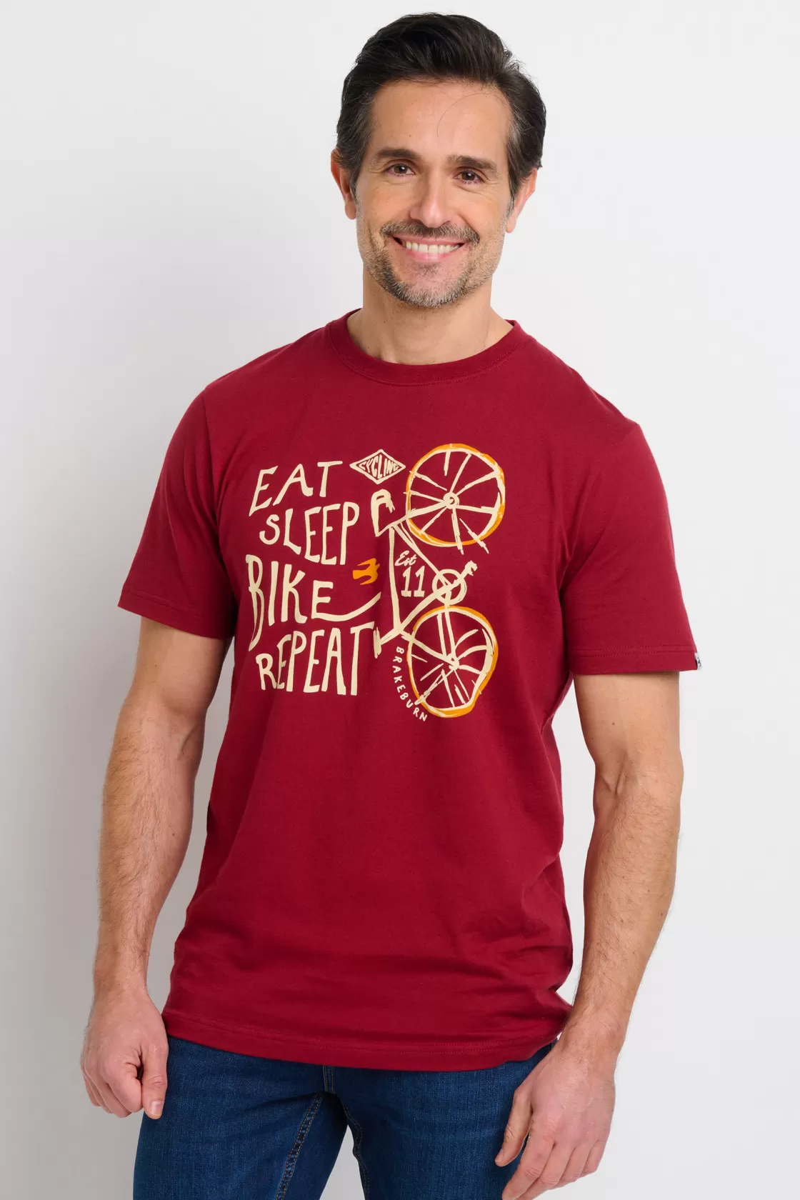 Tops And T-Shirts>Brakeburn Eat Sleep Bike Tee Burgundy