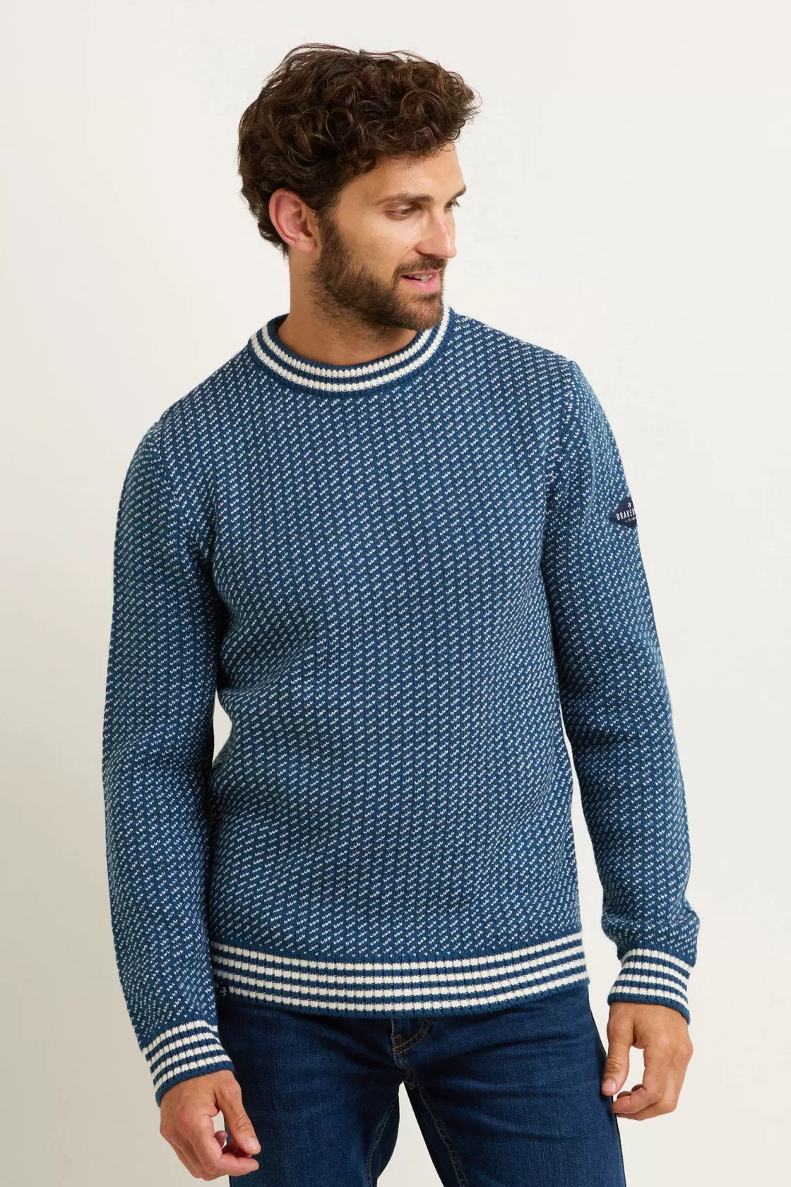 Knitwear>Brakeburn Fisherman'S Jumper Blue