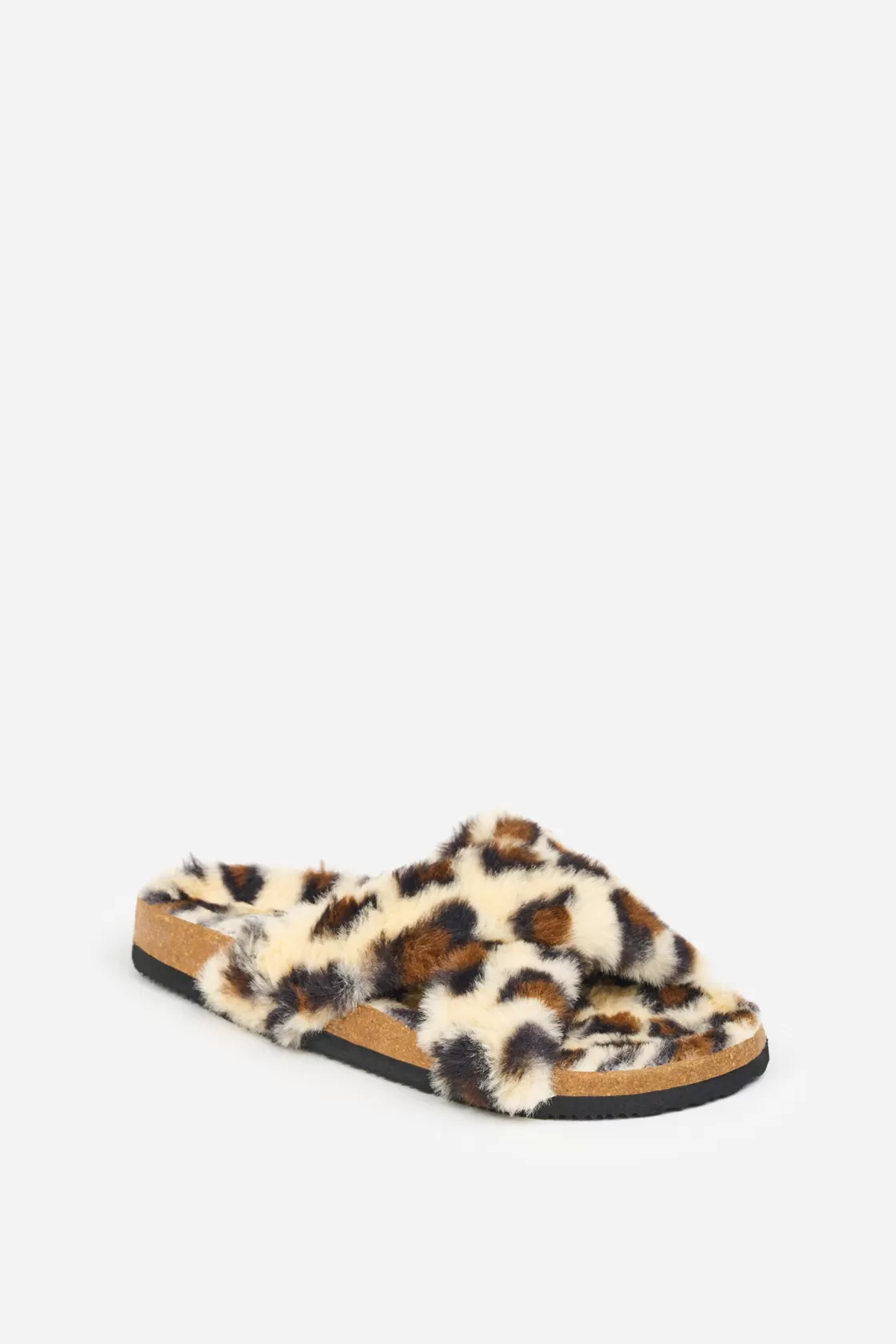 Slippers>Brakeburn Fluffy Leopard Slippers Beige