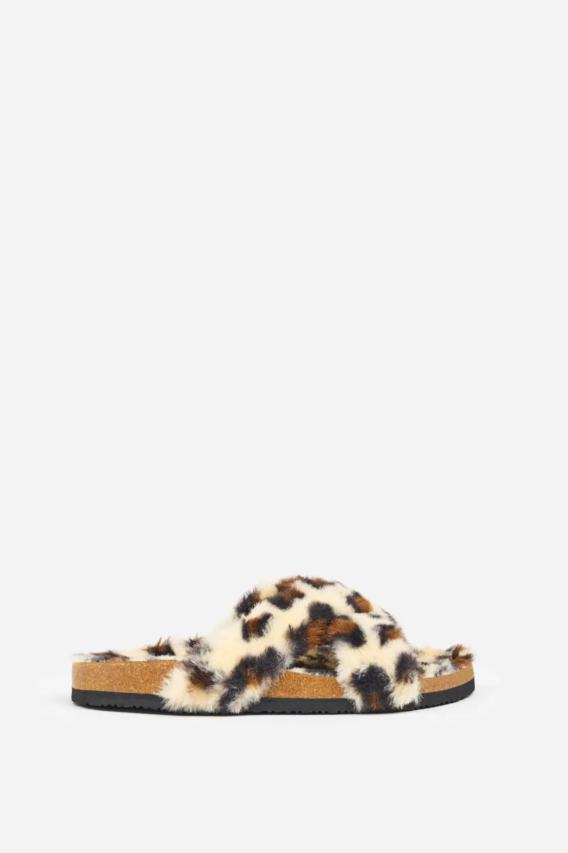 Slippers>Brakeburn Fluffy Leopard Slippers Beige