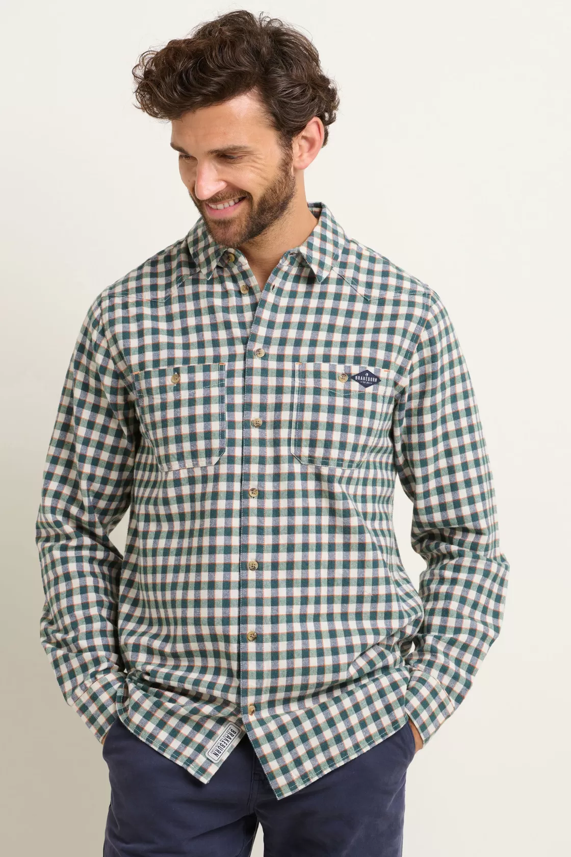 Shirts>Brakeburn Gingham Shirt Cream