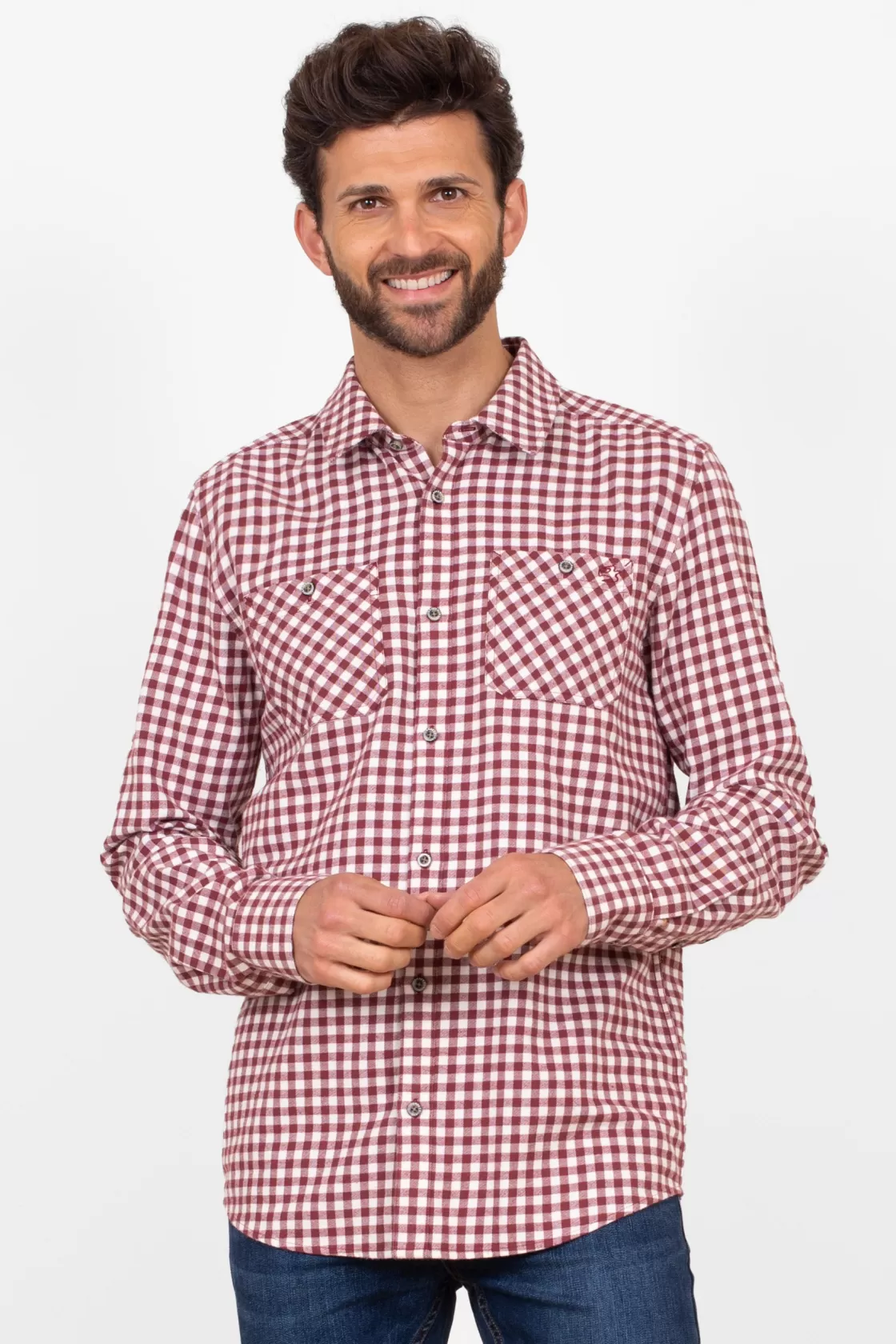 Shirts>Brakeburn Gingham Shirt Burgundy