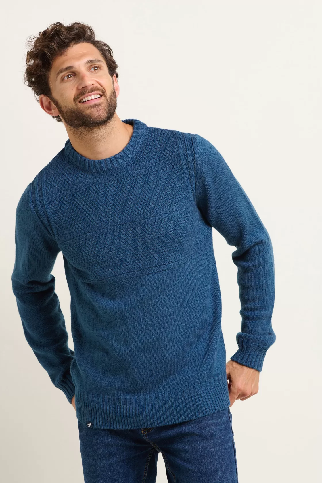 Knitwear>Brakeburn Guernsey Jumper Blue