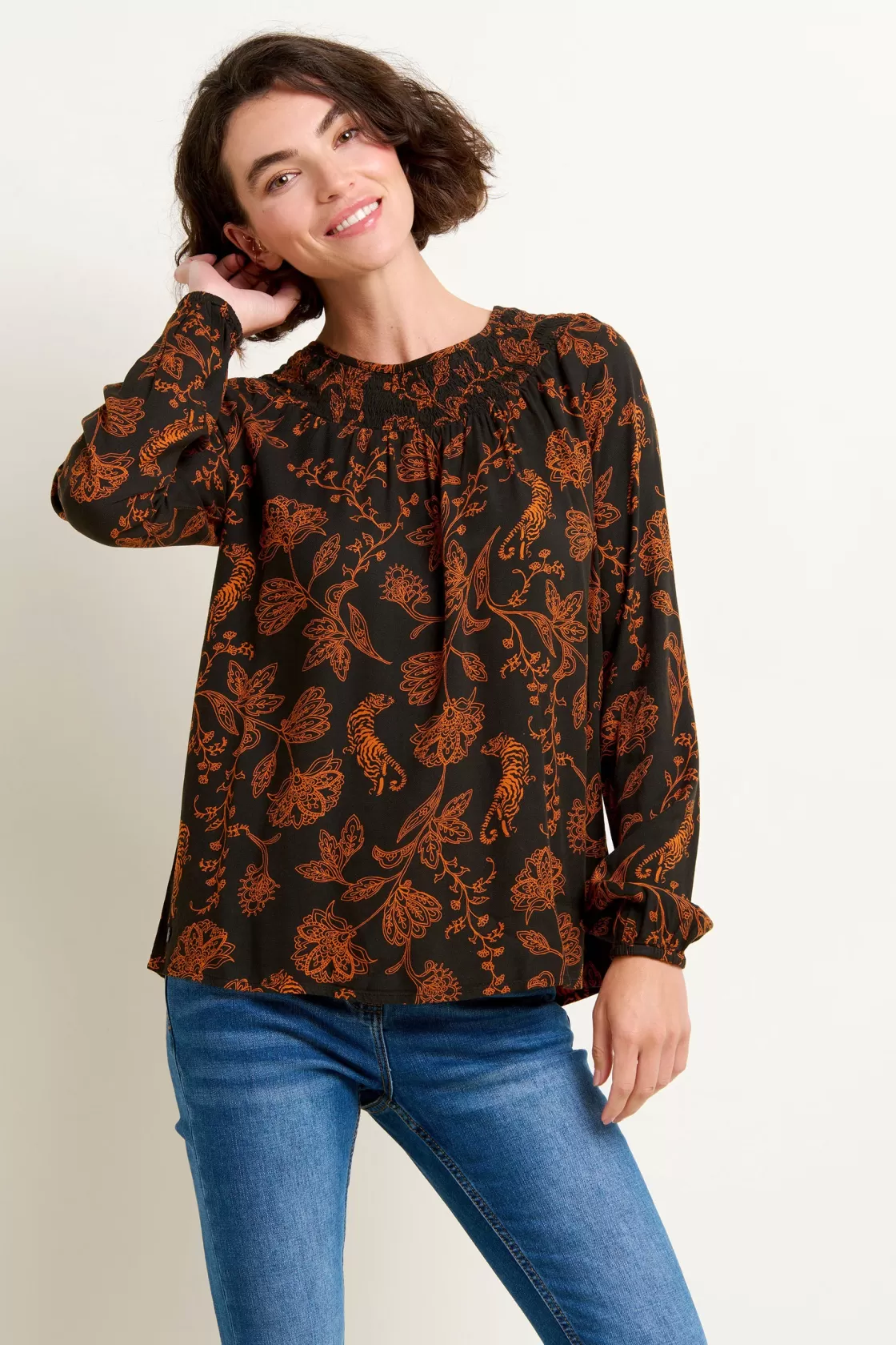 Shirts And Blouses>Brakeburn Henna Trail Shirring Blouse Black