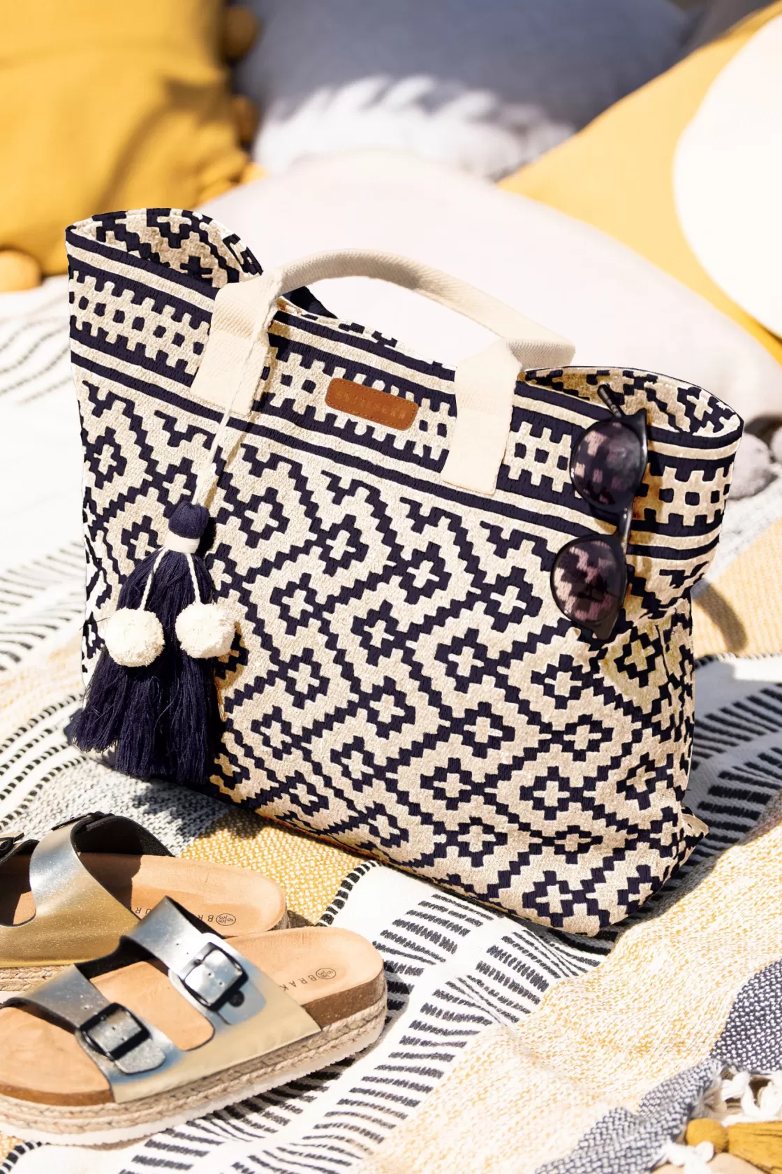 Bags>Brakeburn Jacquard Beach Bag Cream