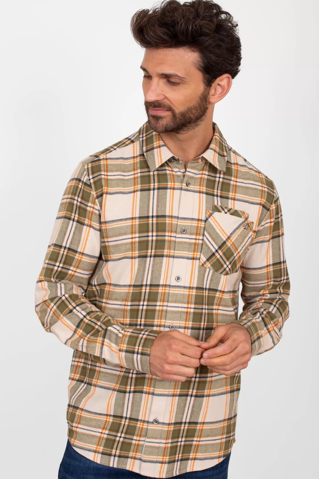 Shirts>Brakeburn Khaki Checked Shirt Green