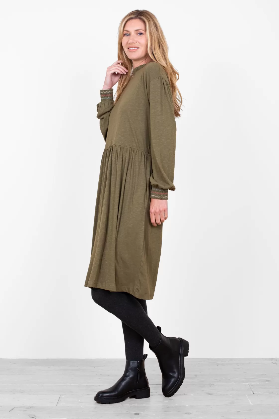 Dresses>Brakeburn Kinsley Jersey Dress Khaki