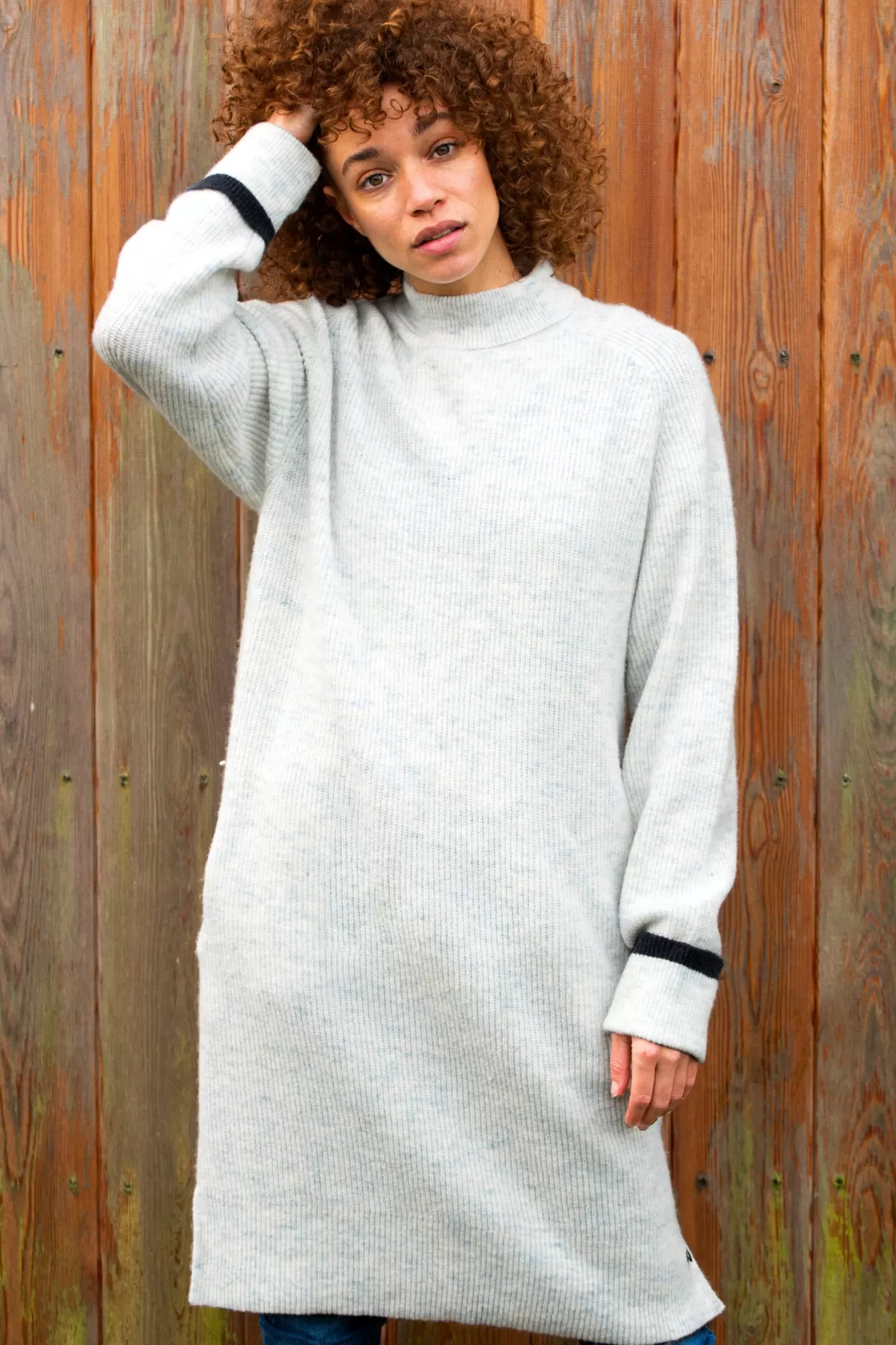 Dresses>Brakeburn Lagon Knitted Jumper Dress Grey