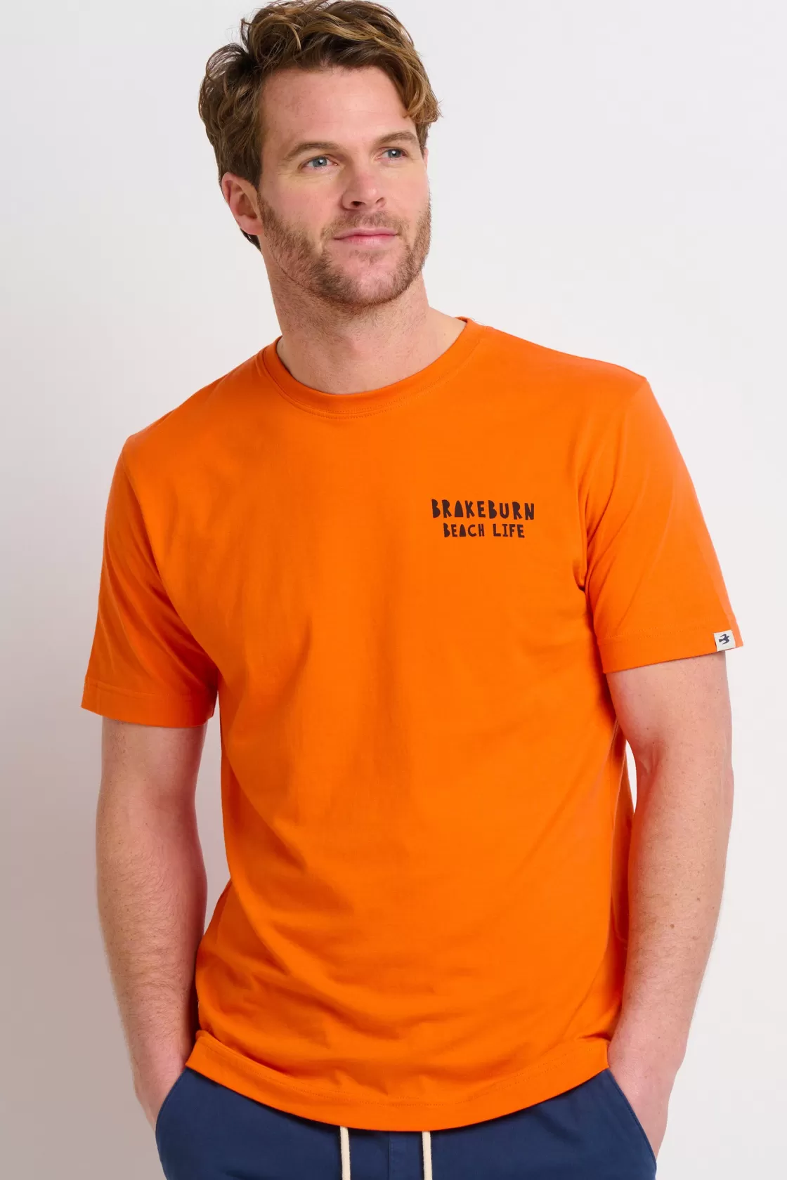 Tops And T-Shirts>Brakeburn Landscape Lino Orange Tee Multicoloured