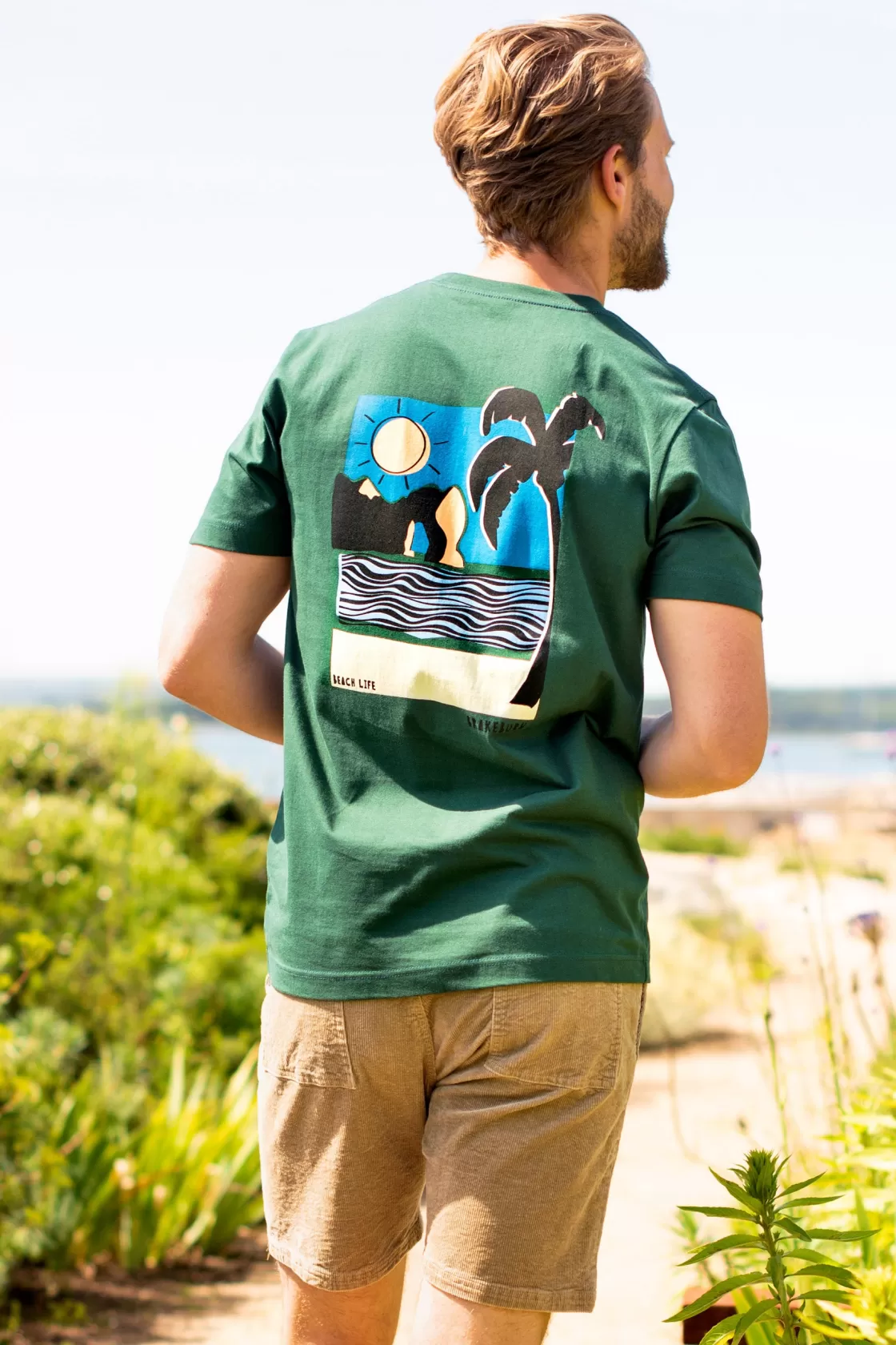 Tops And T-Shirts>Brakeburn Landscape Lino Tee Green