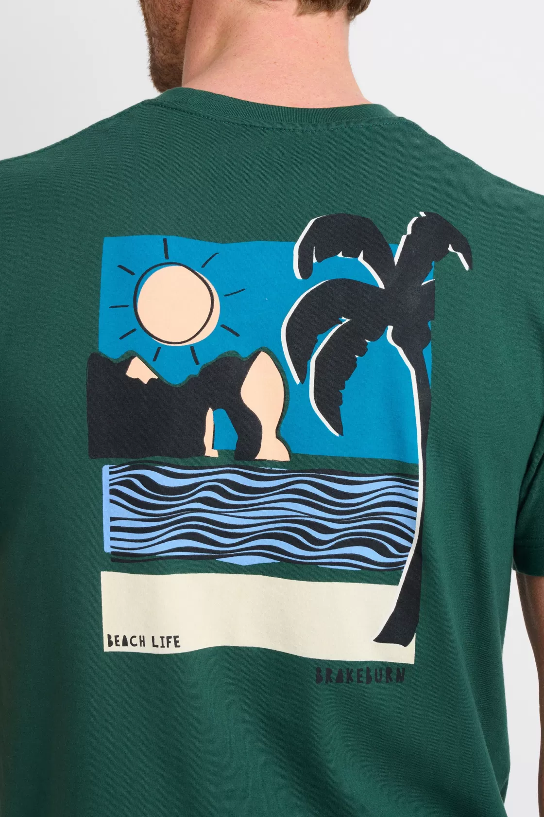 Tops And T-Shirts>Brakeburn Landscape Lino Tee Green