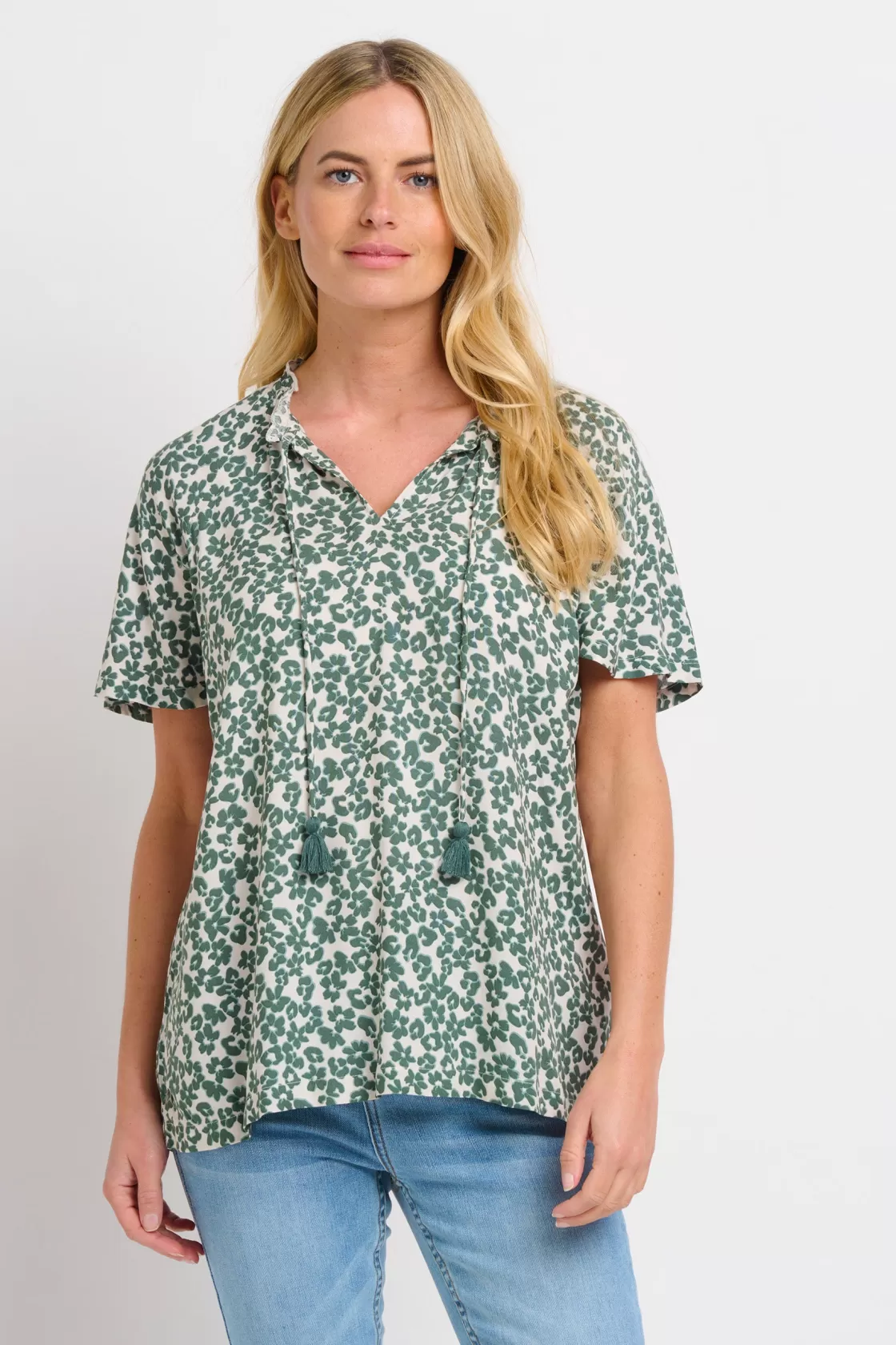 Shirts And Blouses>Brakeburn Leopard Floral Blouse Green