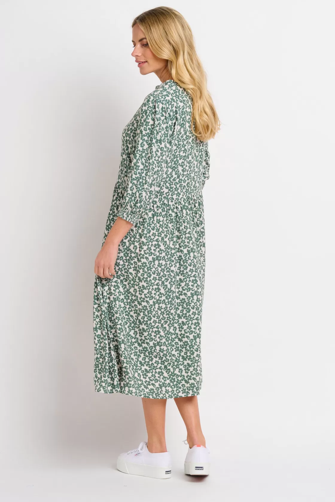 Dresses>Brakeburn Leopard Floral Midi Dress Green