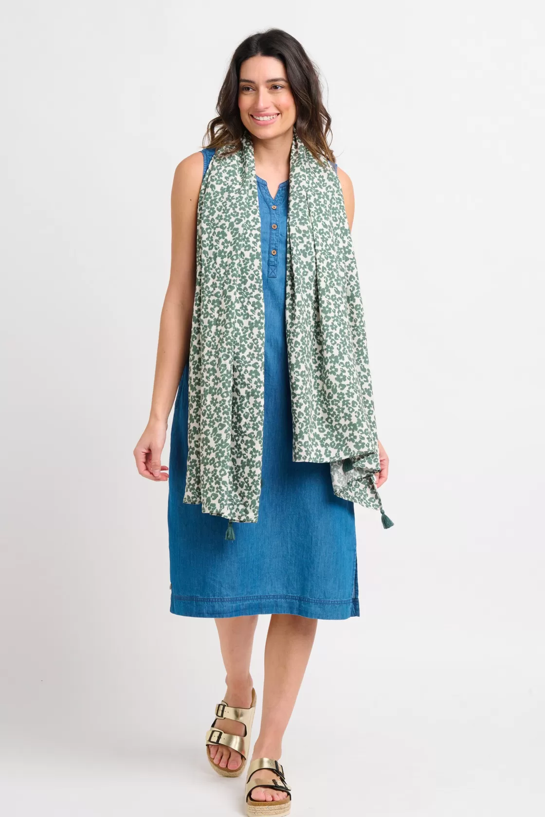 Scarves>Brakeburn Leopard Floral Scarf Green