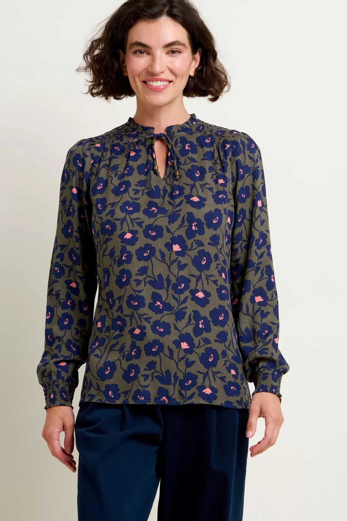 Shirts And Blouses>Brakeburn Midnight Bloom Blouse Khaki