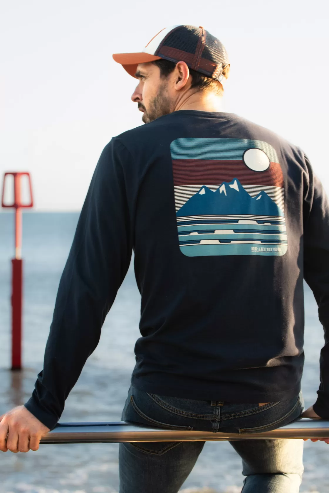 Tops And T-Shirts>Brakeburn Mountain Waves Tee Navy