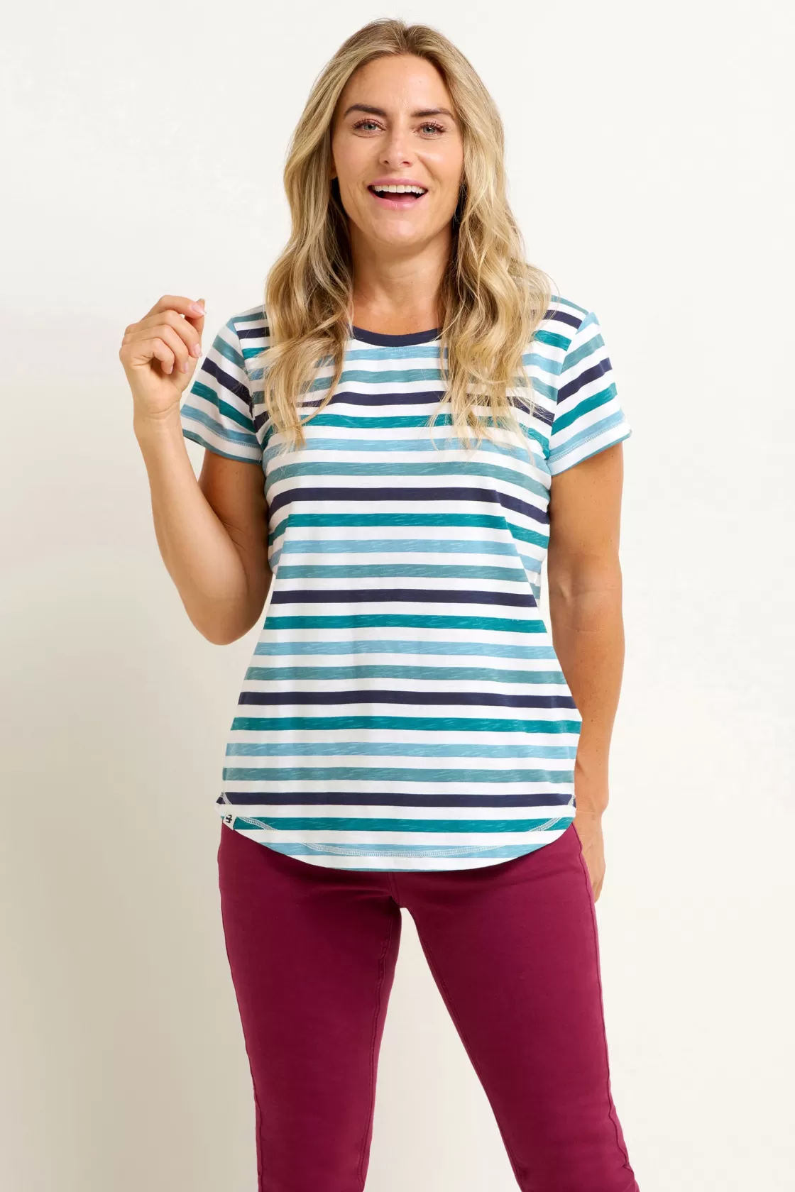 Tops, T-Shirts And Vests>Brakeburn Multi Stripe Tee Blue