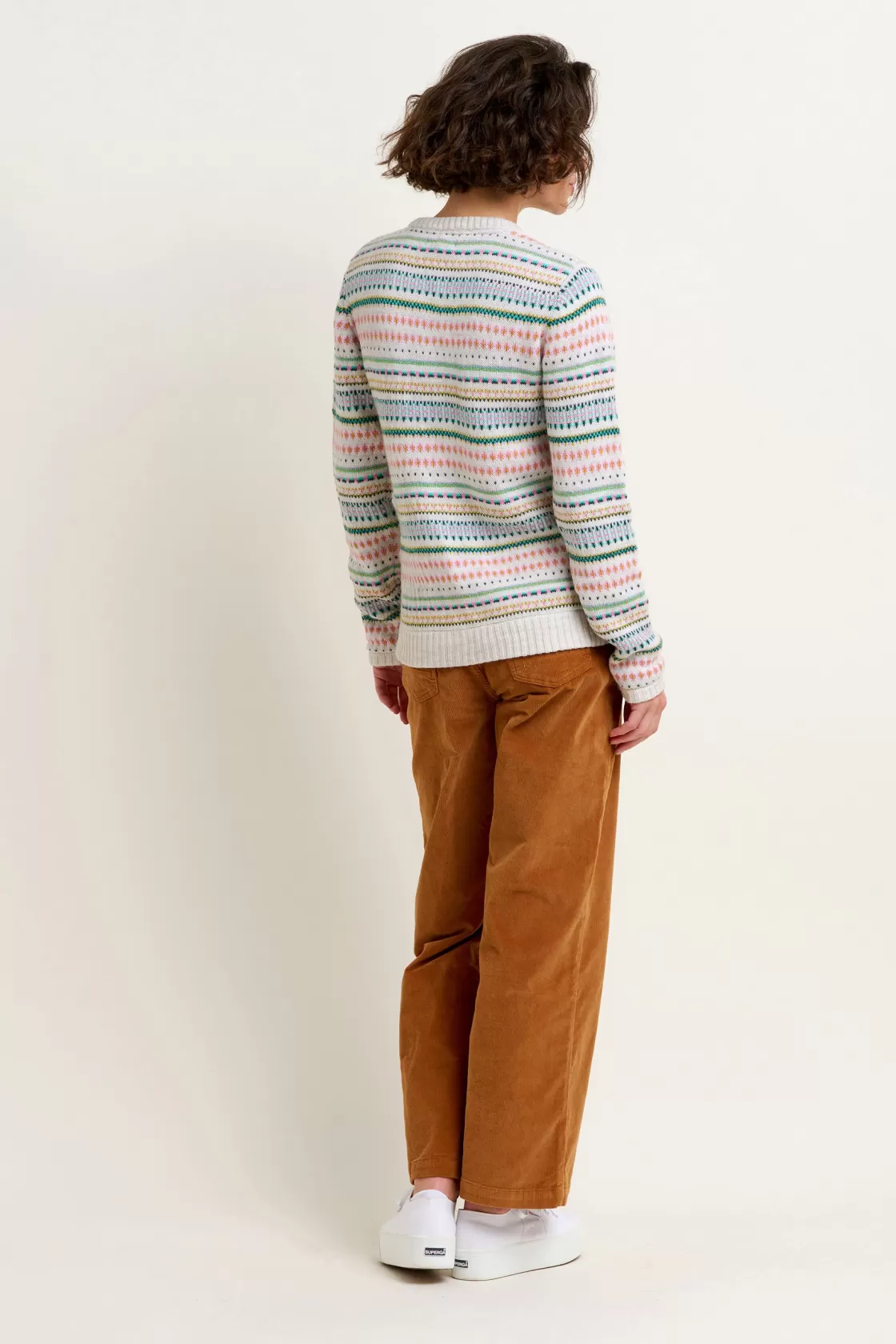 Knitwear>Brakeburn Multicolour Fairisle Cardigan Cream